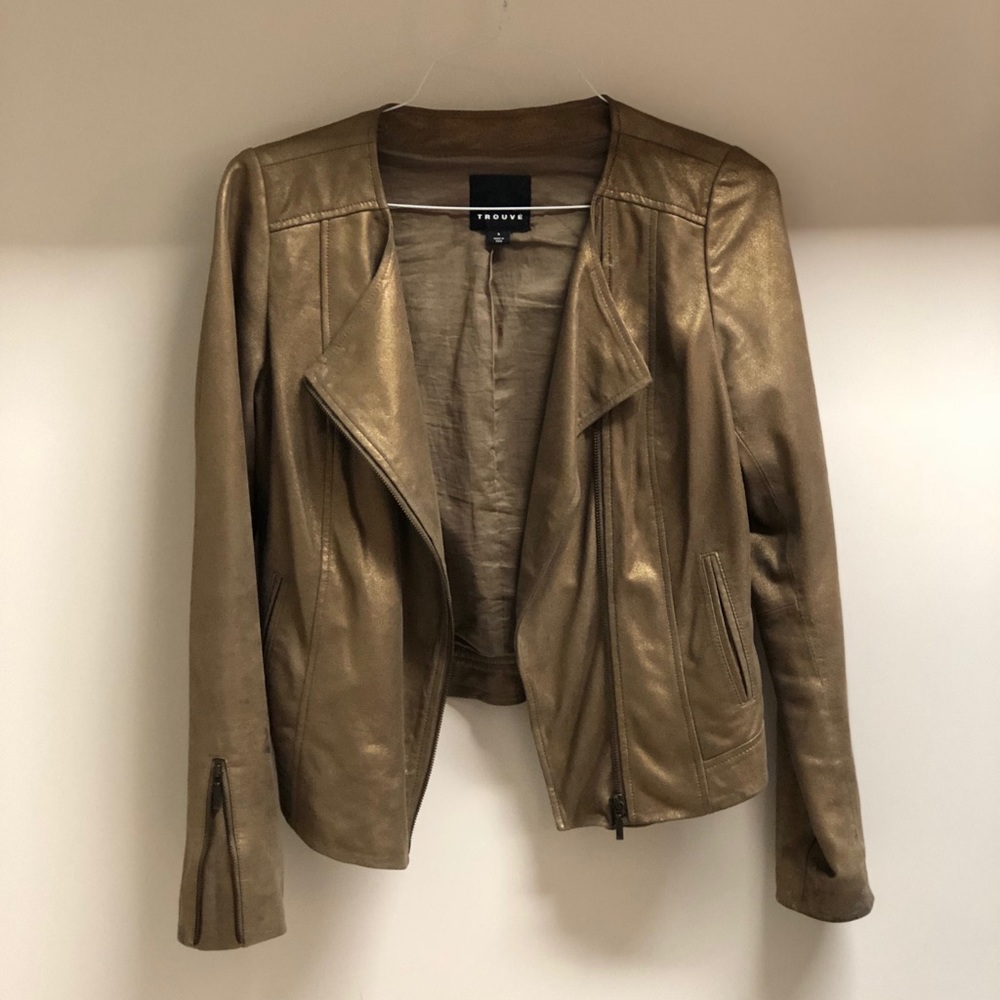 Trouve gold leather jacket.  Size S